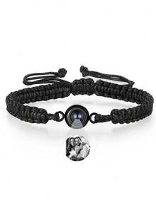 1 Peça Pulseira de Projeção de Foto Personalizada, Pulseira Colorida Trançada de Aço Inoxidável para Casais, Adequada para Homens, Mulheres, Casais, Família, Memória Fotográfica, Presente Personalizado para Feriados, Dia das Mães, Dia dos Pais, Dia dos Namorados e Aniversários - Pulseira preta 5 - Visão 10