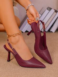 女士尖头小猫跟套脚凉鞋 - 酒紅色 - 查看 18