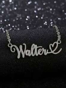 定制不锈钢拉丝名字项链 - 心形设计，可定制名字，是生日、毕业、圣诞节、情人节的理想礼物，520，多功能，装饰性强，字母，时尚，现代，色彩缤纷，可爱，休闲，可定制，个性化，独特，送给他/她的完美礼物，万圣节特别款，返校时尚。 - 彩色 - 查看 2