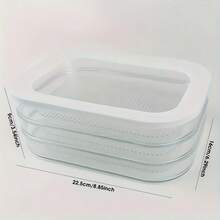 Stackable Meat Freezer Set With Lid-Vegetable, Fruit, Food Safety Refrigerator Finishing Box, Used For Cheese, Ham, Bacon, Meat Storage - Three Layers Of White - View 3