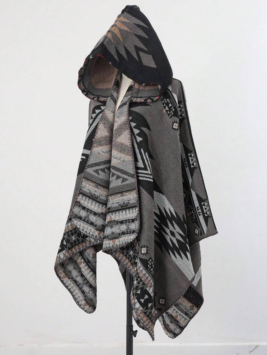 1pc Geometric Jacquard Casual Minimalist Oversized Shawl For Daily Wear - Multicolor - View 1