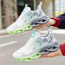 Zapatos casuales de talla grande para hombre con zapatillas con degradado - blanco y verde - Ver 1