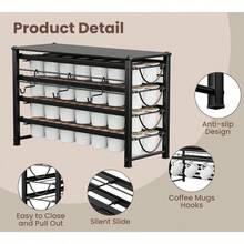 HFHOME Organizador de capsulas de cafe para encimera cajon de almacenamiento de metal de 4 niveles capacidad para 56 capsulas soporte para estacion de cafe para cocina oficina o hogar estante de - Cápsulas Black56 - Ver 7