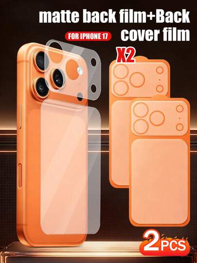 XINHONGYU 2pcs PET Matte Back Cover Protector + 2pcs Matte Lens Protector Set, Compatible With IPhone 17/17 Pro/17 Air Series | Highly Scratch-Resistant And Anti-Fingerprint | High-Definition Display, No Impact On Touch Sensitivity | Dust-Proof And Dirt-Resistant, Suitable For Commuting, Outdoor Activities And Busy Workdays | Ultra-Thin PET Material, Perfectly Fits Any Phone Case