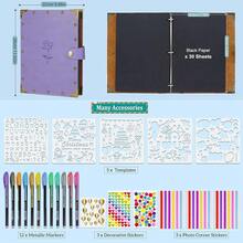 Mothers' Day Gift Leather Scrapbook Album, Purple Scrap Book Gift For Mom Grandma Couples Photo Memory Book Anniversary Wedding Scrapbook,LightPurple - LightPurple - 查看 7