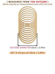 10pcs Beige Dreamcatcher Feather Outdoor Lawn Wedding Hanging Decor Bamboo Hoops, Wind Chime Mori Style Inner Rings, Wall Bedroom Decor Bamboo Hoops, Gifts And Decorative Hanging Pieces For Halloween, Christmas And Other Holidays, Also Suitable For DIY Embroidery Hoops - Apricot - View 16