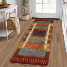 1 pieza Alfombra larga con estampado de arte abstracto bohemio, alfombra de cocina suave, antideslizante y absorbente, lavable a máquina, que crea una atmósfera cálida para la decoración del hogar. Alfombra rectangular de pelo corto para sala de estar, dormitorio, cocina, lavandería, baño - Multicolor - Ver 8