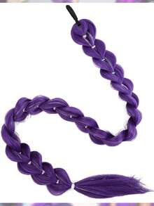 30 Inch Purple Braided Ponytail, Elastic Long Braid With Laser Decoration, Synthetic Heat-Resistant Fiber Wig, Suitable For Women's Daily Wear, Suitable For Various Occasions, Halloween - Multicolor - View 10