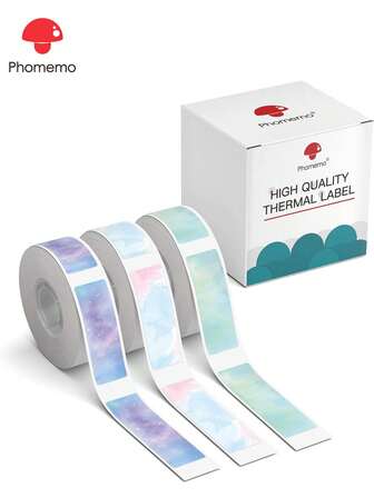  Etiquetas autoadhesivas térmicas Phomemo D30, color cielo estrellado, 12 x 40 mm (0.47 x 1.57 pulgadas), 160 etiquetas por rollo, compatibles con impresoras de etiquetas Phomemo D30, adecuadas para impresoras de etiquetas D30, D30S, D32, D35, D50, Q30, Q30S, Q31, para uso doméstico y escolar, fondo negro y texto blanco, 3 rollos