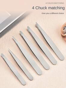 Stainless Steel Tweezers For Plucking Hairs, Flat Tip, Angled Tip, Pointed Tip, Multi-Function Precision Eyebrow Tweezer For Home Use,Giveaways,Travel,Cheap Stuff,Travel Essential - Multicolor - View 5