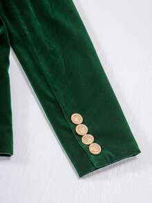 Women's Single-Breasted Velvet Blazer With A Pointed Collar, Suitable For Spring Office Wear Or Parties. Local Warehouse - 綠色 - 查看 8