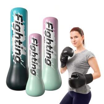 1个充气拳击柱沙袋，运动减压拳击健身充气沙袋，用于释放压抑情绪和健身娱乐，成人互动拳击柱