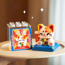 300+ 块招财猫积木，DIY 招财猫积木，动物拼装积木，生日礼物，拼装爱好桌面装饰，客厅装饰，办公桌装饰，圣诞礼物，节日礼物 - 彩色 - 查看 3