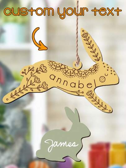 Personliga trädekorationer för påskharen – Anpassad namngravyr finns tillgänglig. Har blomsterdekorationer och flera färgalternativ (rosa/blå/grön/gul). Perfekt för påskkorgdekorationer, påskgransdekorationer eller festliga heminredningsdetaljer. En perfekt present för barnfamiljer, kaninälskare och påskfirare för att skapa varma julminnen.