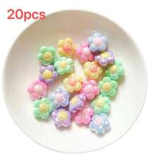 20pcs Acrylic Colorful AB Coated Sunflower & Plum Blossom Flower Beads For DIY Jewelry Making, Phone & Key Chain Accessories - Flower - View 9