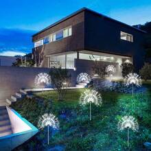 2pcs Solar Firework Lights Outdoor Waterproof Christmas Garden Wedding Decor, Auto On/Off Fairy String Solar Powered Landscape Lighti - White - View 7