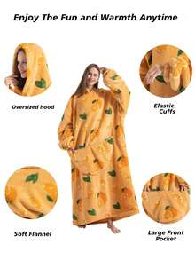 Chăn có mũ tay dài dành cho người lớn, dày dặn và ấm áp cho mùa thu/đông, chăn lông cừu cỡ lớn ấm cúng có mũ với túi ngoại cỡ, unisex, có thể giặt máy, thích hợp cho trong nhà và ngoài trời, đồ mặc nhà thoải mái và phong cách, trang trí phòng tắm. - Nhiều màu - Xem 3