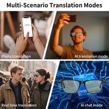 AI Translation Smart Color-Changing Glasses, Support Over 100 Languages Real-Time Translation, Unisex Translation Smart Glasses, ChatGPT System, IP67 Waterproof, Brand New Multi-Functional Audio Glasses