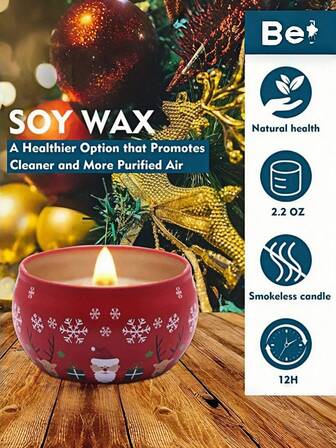 1/4pcs Christmas Candle Jar With Snowman, Reindeer And Santa Claus Design - 2.2oz Cast Iron Candle Box For Candle Making, Holiday Decorations, Party Supplies And Candy Jars, Christmas Ornaments, Festive Design, Durable Construction.