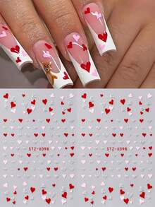 2 Stücke Mini Herz-förmige Nagelkunst Aufkleber, silberner Glitzer rosa rote Herz romantische Valentinstag Nagel Aufkleber, Neujahrsnagel Zubehör, DIY Nagel Schmuck Dekoration Nägel - Verschiedenfarbig - Übersicht 5