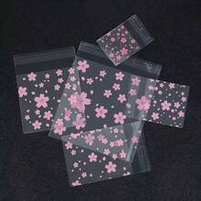 100个/包 樱花图案透明自封塑料袋，适用于糖果、饼干、珠宝包装 - 彩色 - 查看 3