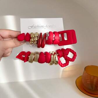 1-10 pares de pendientes de moda exagerados con gota de agua roja, moneda vintage y diseño geométrico de acrílico, caja ciega, adecuado para mujeres, Día de la Madre, San Valentín, Navidad, Año Nuevo, uso diario