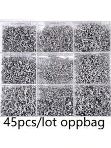 45入組不鏽鋼穿刺珠寶套裝,包括舌穿刺、眉穿刺、鼻環、唇穿刺