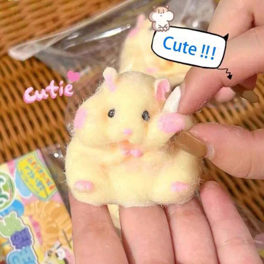 1pcs-Handmade Hamster Toys Ultra Soft Squishy Fidget Toys Squeeze Toys For Stress Relief (Hamster Yellow) - chuột đồng - Xem 1