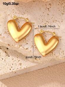 1/3对 时尚不锈钢金属粗款复古硬币耳环，女士日常/节日/派对配饰 - 金色 - 查看 6