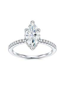 925纯银莫桑石戒指，女士款，低过敏性，高端订婚/结婚戒指，情人节/生日礼物，防氧化礼盒包装 - 戒指 - 查看 16