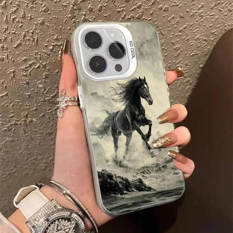 Funda móvil de diseño de caballo para correr compatible con  17 16 15 14 13 12 11 Pro/ Max/Plus anticaída y protección contra golpes trasera, funda compatible con funda  17 pro max,  17 pro funda,  17 funda,  16 pro max - Rosa6 - Añade 9