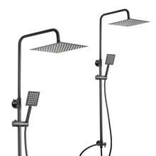 8/10-Inch Square Adjustable Rainfall Handheld Shower Set – Chrome-Plated Thermostatic Mixer With Hose & Stainless Steel Bar For Overhead And Handheld Use - 10-inch - View 1