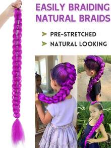30 Inch Purple Braided Ponytail, Elastic Long Braid With Laser Decoration, Synthetic Heat-Resistant Fiber Wig, Suitable For Women's Daily Wear, Suitable For Various Occasions, Halloween - Multicolor - View 3