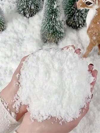 1件人造雪花圣诞装饰品 - 模拟干雪粉，适用于节日装饰、摄影道具和冬季场景 - 不膨胀塑料节日雪景工艺品，无需加水