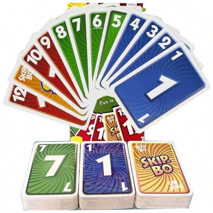 Skip BO 派对桌游卡牌，扑克牌，PHASE 10 黑色游戏卡牌 - 彩色 - 查看 1