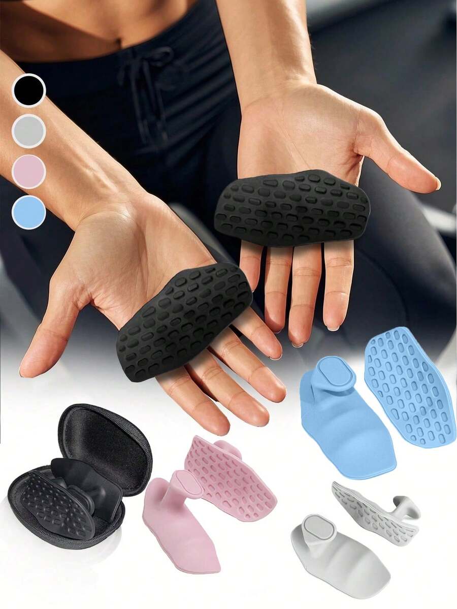 Non-Slip Rubber Fitness Gloves - Sweat-Proof Hand Grip Pads, Suitable For Weightlifting, Deadlifts, Pull-Ups, And Barbells | Ergonomic Hand Protection With Zipper Storage Case, Portable Fitness Accessory, Ideal For Home And Gym Workouts, Gift