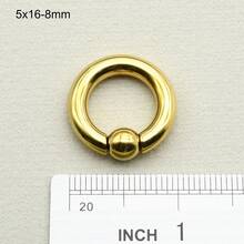1 szt. Złoty pierścień PVD ze stali chirurgicznej PA, duży rozmiar, pierścienie z koralikami sprężynowymi, kulki BCR do przekłuwania nosa, kolczyki do przegrody nosowej dla mężczyzn i kobiet, biżuteria do ciała, 00G, 0G, 2G, 4G, 6G, 8G, 10G, 12G, średnica 10-22 mm