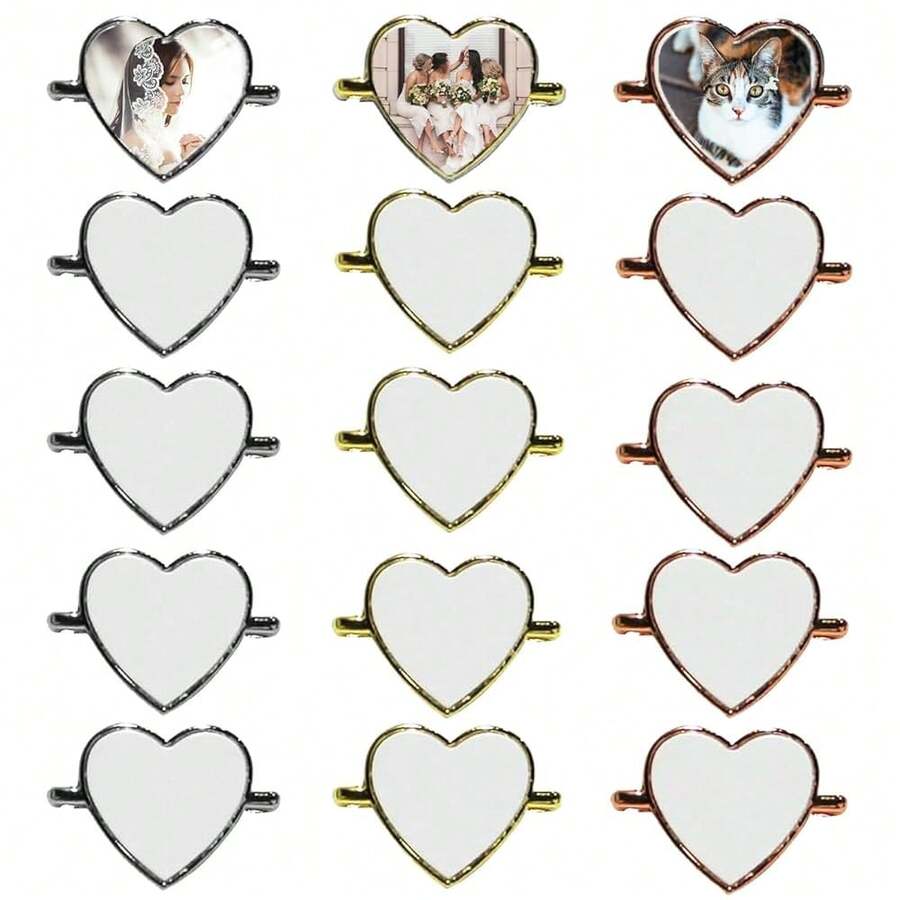 15 Pack Sublimation Watch Charm Blanks Heat Transfer Heart Watch Band Charms Person.Alized Photo Jewelry Charm Blank For Women Men DIY Picture Crafts Heart,3Color - 3 màu - Xem 1