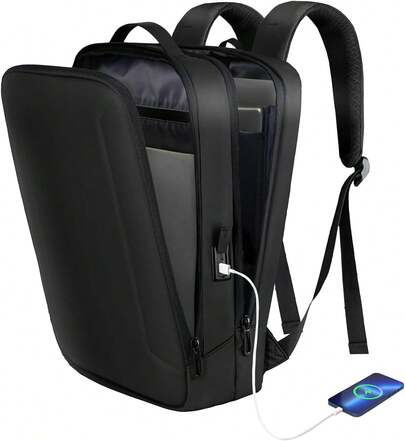 Men's Ultra Slim Laptop Backpack, 15.6 Inch Laptop Work Use,Business Backpack With Charging Port, Black Semi-Hard Case, S, Classic