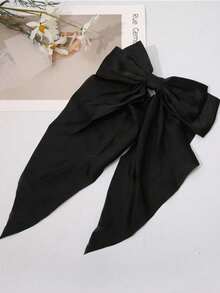 1 pieza Pinza de pelo con lazo de satén de diseño de cinta extra grande, accesorio de pelo elegante y sencillo para mujeres y niñas, para uso diario, boda, fiesta, lavable e hipoalergénico, regalo para mamá y amigas - Negro - Ver 10