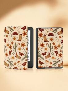 1pc Western Cowboy Pattern Protective Case Compatible With Kindle 2024, Kobo, Kindle NK 11/Kindle Kids Edition/Kindle Paperwhite 5, E-Book Reader Cover With Auto Wake/Sleep Function, Lightweight And Slim Fit To Protect Your Reading Device - Pink - View 2