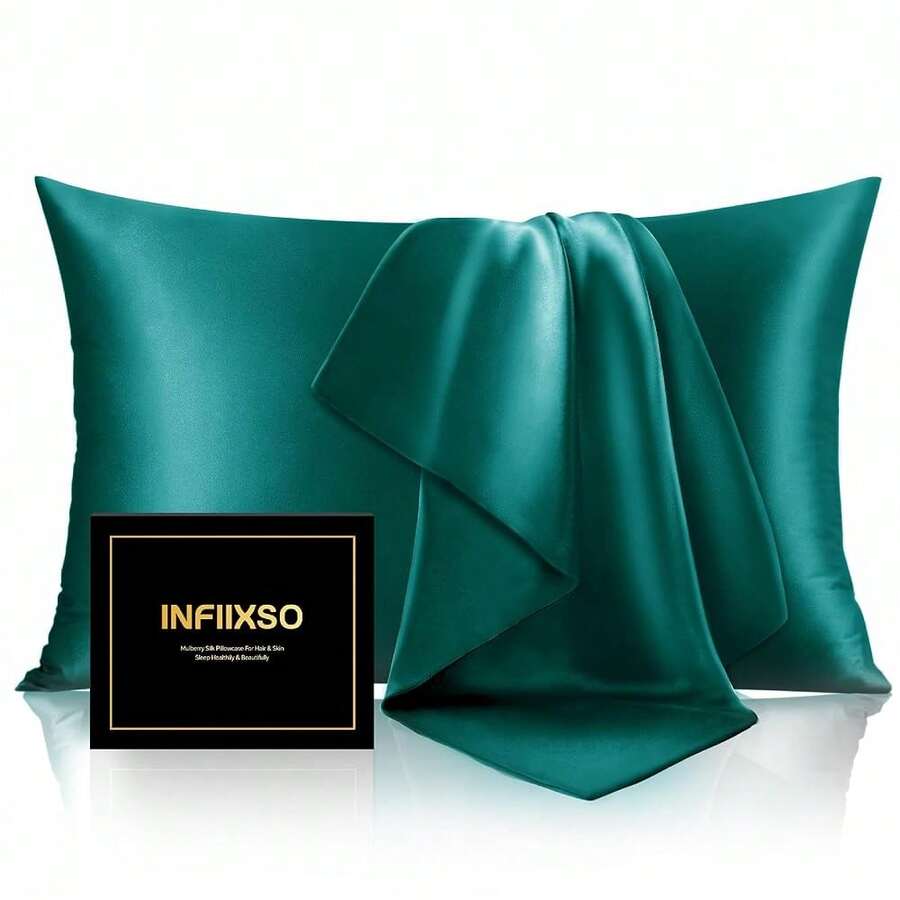 INFIIXSO Mulberry Silk Pillowcase For Hair And Skin, Silk Pillow Cases FQueen Size With Hidden Zipper 20x30 Inches, Super Smooth And Soft Cooling Pillow Cases For Hot Sleepers(Teal, 1 Pack),FQueen(20inchX30inch),Teal - Teal - 查看 1
