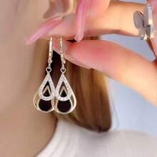 Fashionable Unique Niche Korean Style Ins Black Water Drop Earrings High-End Light Luxury Elegant Versatile Commemorative Gift Earrings - 金色 - 查看 3