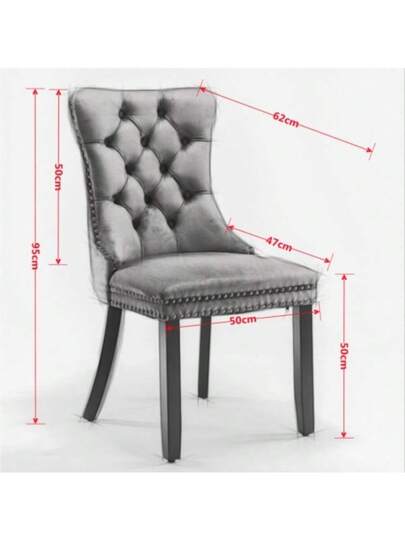 Nikki Collection Modern, High End Tufted Solid Wood Contemporary Fluwelen Upholstered Dining Stoel Legs Nailhead Pcs Set, Beige, DE2001BG view 2