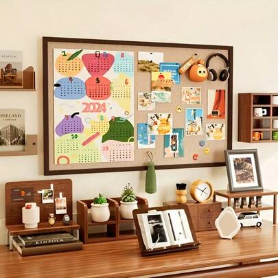 1 szt. 80*50 cm Retro Minimalistyczna Tablica Filcowa Z Ok. 35 Kolorowymi Pinezkami, Wielofunkcyjna Dekoracja Ścienna, Nie Wymaga Wiercenia, Wielokrotnego Użytku, Nadaje Się Do Domu, Szkoły, Dekoracji Biura, Prezentacji Zdjęć, Tablicy Notatników, Tła Na Przyjęcie Świąteczne, Powrót Do Szkoły, Boże Narodzenie, Halloween, Walentynki, Dekoracja Urodzinowa na Nowy Rok