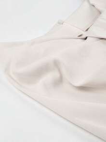 Pantalones de pata ancha con cintura plisada y diseño retorcido para mujer Diseño asimétrico cruzado en la cintura. Pantalones anchos de corte holgado con efecto adelgazante. Pantalones informales juveniles con efecto drapeado. - Blanco - Ver 6