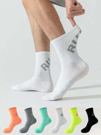 1/3/6 Pairs Unisex Massage Socks, Mid-Calf Outdoor Quick-Dry Basketball Sports Socks, Spring/Summer/Autumn