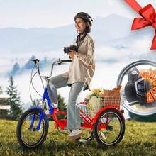 Triciclo plegable para adultos, triciclo plegable para adultos de 20 pulgadas y 7 velocidades, bicicleta de crucero de 3 ruedas de acero al carbono con canasta grande y asiento ajustable, triciclos plegables para ir de compras, picnic, para mujeres, hombres y personas mayores - Multicolor - Ver 9