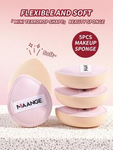 MAANGE 5 buah spons rias mini berbentuk tetesan air yang lembut, dapat digunakan kembali untuk penggunaan kering & basah, cocok untuk bedak, cairan & berbagai kosmetik, ideal untuk alat rias, aksesori, dan hadiah. - Baby Pink - View 9