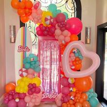 12英寸（30.48厘米）粉色和橙色乳胶气球，加厚淡粉色、橙色、桃色乳胶气球，适用于新娘送礼会、生日、婚礼、热带派对装饰 - 粉紅色橘色 - 查看 6